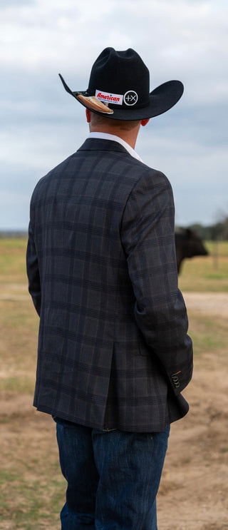 Ranger Dark Grey Windowpane Slim Fit Cowboy Sport Coat