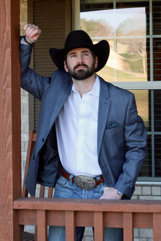 Slate Blue Houndstooth Cowboy Sport Coat