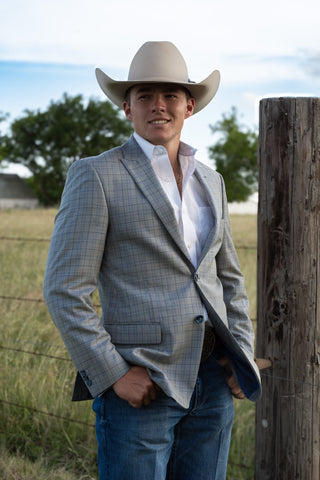 Steel Ranch Blue-Grey Long-Length Cowboy Sport Coat – Modern Western Luxe