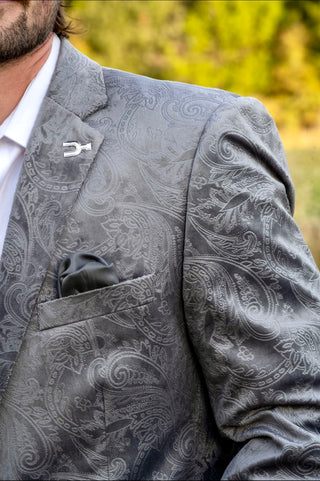 Grey Etched Paisley Cowboy Sport Coat