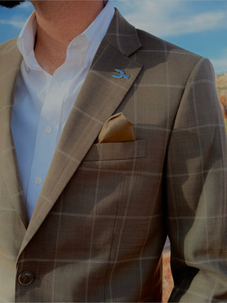 Pecan Brown Windowpane Cowboy Sport Coat | Athletic Fit Western Sport Coat for Men